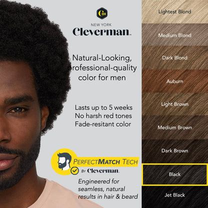 Coarse & Coily Hair · Reusable Beard & Hair Dye Kit – 5 Uses, 7-Min Natural Gray Coverage - Black