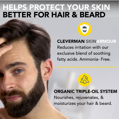 Reusable Beard & Hair Dye Kit - Up to 5 Uses, 7-Min Natural Gray Coverage with SkinArmour - Dark Blond