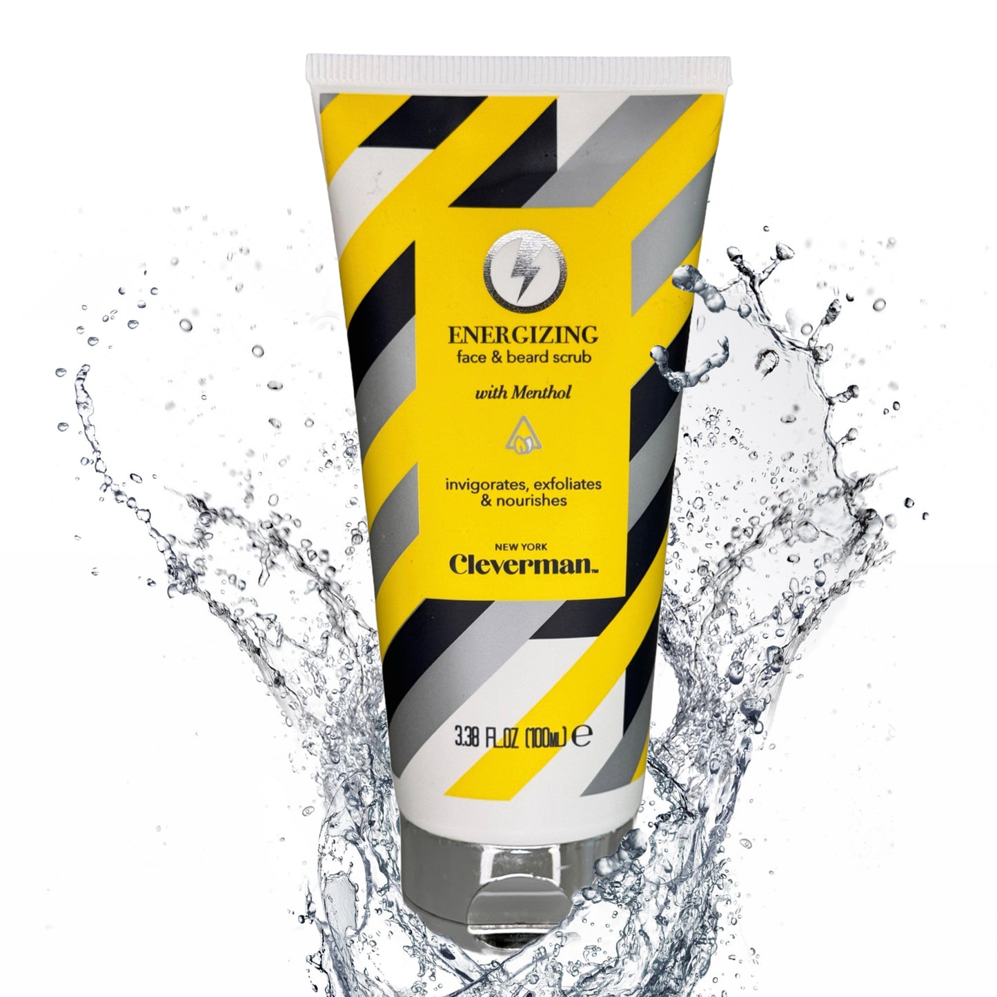 Energizing Face & Beard Scrub for Men - Menthol-Infused Refreshing Cleanser-All Skin Types - 100ml